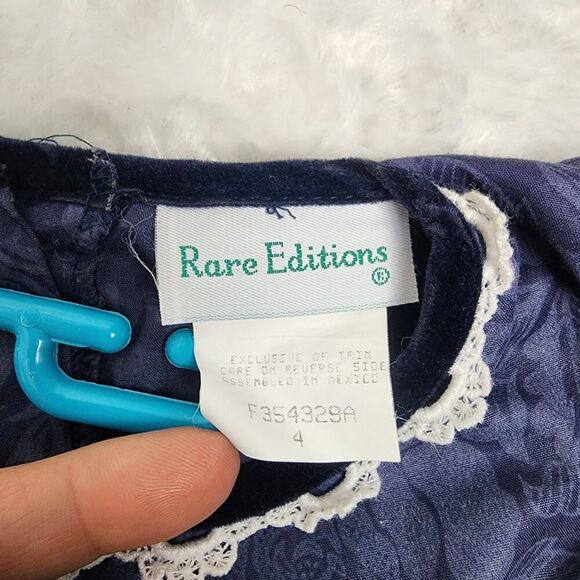 Rare Editions Rose Print Dress Blue Size 4 - Picture 3 of 9
